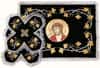 Huse negre cu argint si aer, catifea, icoana brodata „Hristos in coroana de spini”, 11 x 11 cm