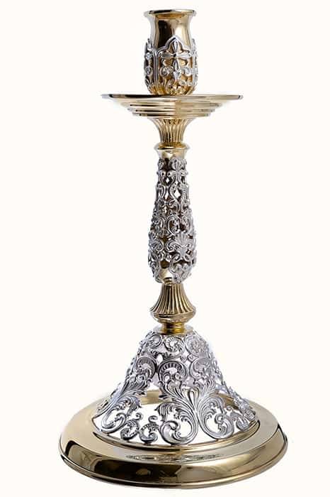Candlestick brass №30, silvering, fragmentary gilding, 2.7.1602lf (6060206)