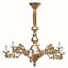 Single-tier brass chandelier for 6 lamps, with casting