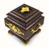 Мощевик - ковчег деревянный на 1 частицу, квадратный, из дуба, с иконой Св.Троицы, с латунными позолоченными накладками, со стеклом, 21,5 х 21,5 х 24 см