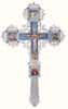 Крест напрестольный латунный № 13, с посеребрением, с плашками, с голубой вставкой, в коробке 2.7.1842л-2 (6072611)