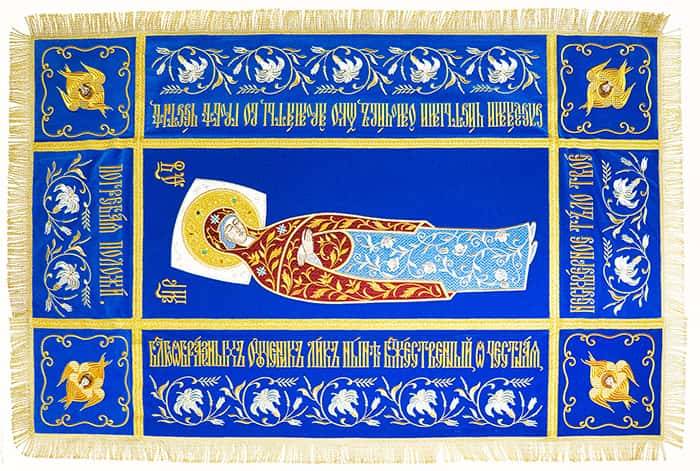 Shroud &quot;Assumption of the Virgin&quot; velvet, embroidery, size 136 x 86 cm, centerpiece 90 x 40 cm