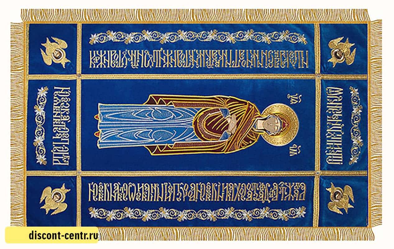 Плащаница "Успение Богородицы" бархат, икона вышитая, размер 145 х 85 см, средник 100 х 40 см